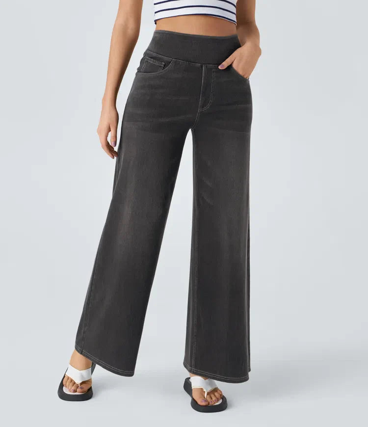 Damen Hose hohe Taille, elastisch & komfortabel; ideal als Freizeithose für entspannte Tage.