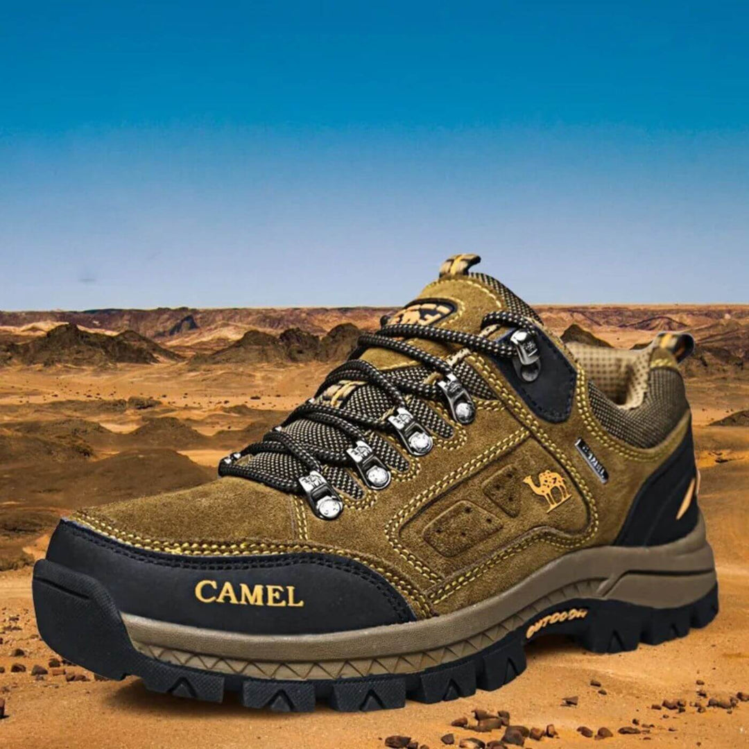 Leichte, bequeme Herren Wanderschuhe in Grau/Schwarz, ideal für Outdoor-Trekking. Rutschfeste Sohle.