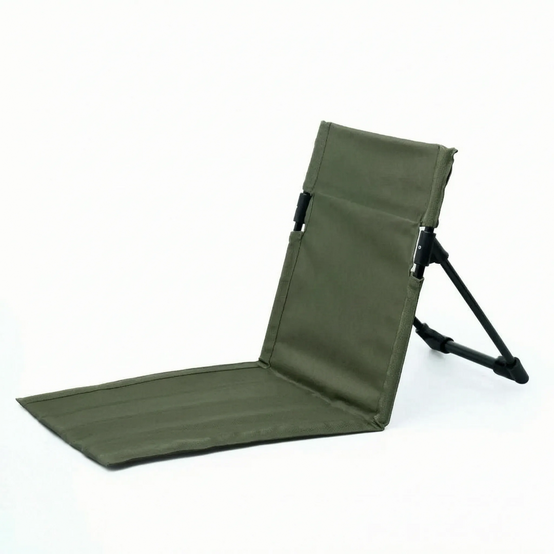 Vielseitiger faltbarer Bodenstuhl für Outdoor-Aktivitäten, als Strandstuhl, Campingstuhl oder Festival-Begleiter.