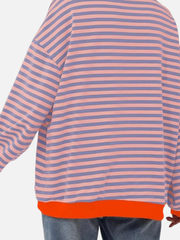 Trendiges Oversized Damen Sweatshirt, bunte Streifen, Rundhals, weich & vielseitig kombinierbar.