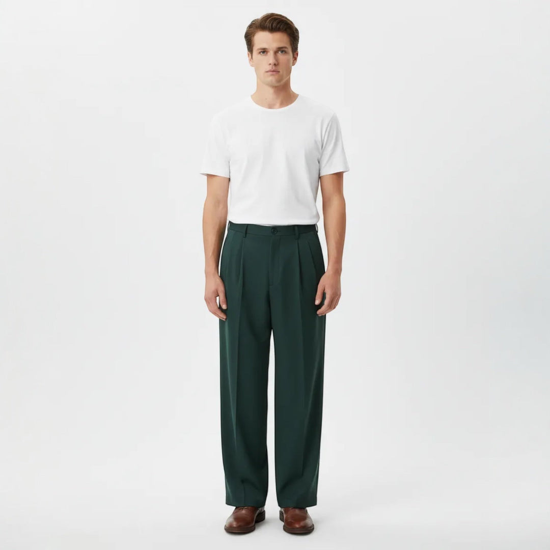 Moderne Herrenhose mit Wide-Leg Schnitt. Ideal als Sommer- oder Freizeithose, sehr bequem.