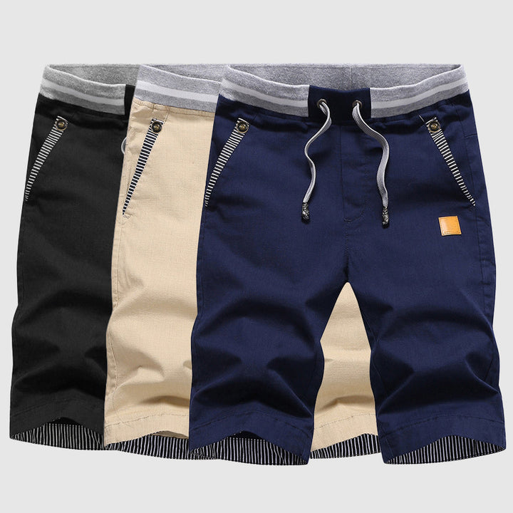 Herren Freizeitshorts in Hellblau/Beige/Schwarz, bequem, mit elastischem Bund & Seitentaschen für den Sommer.