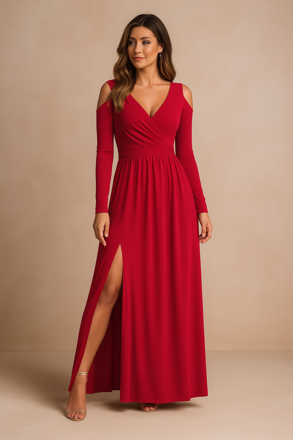 Elegantes langes Damen Festkleid für Hochzeiten & besondere Anlässe. Schmeichelhafte feminine Mode.