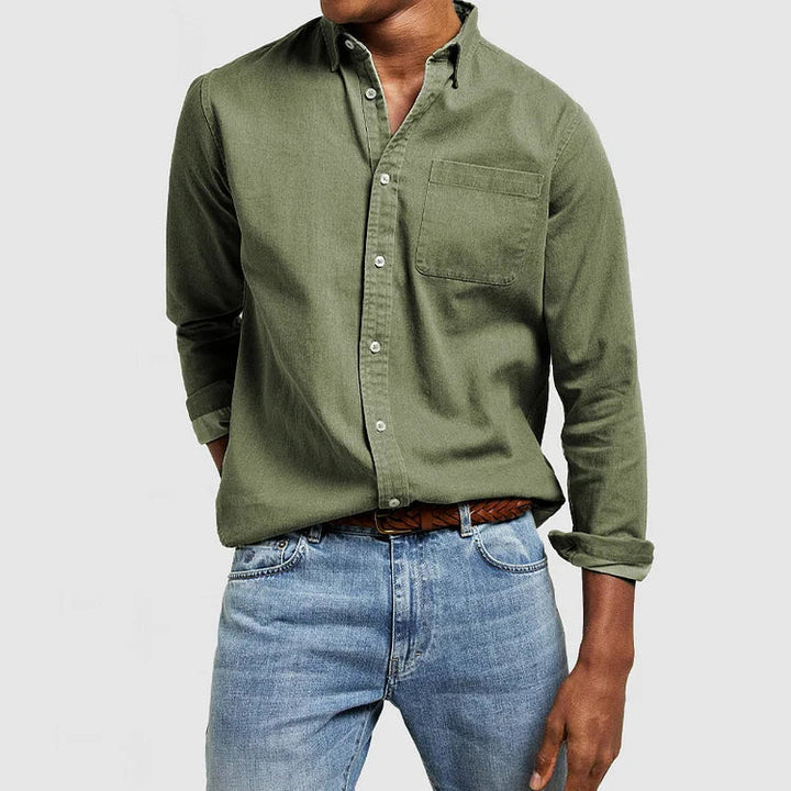 Hochwertiges Herren Langarmhemd, locker geschnitten, vielseitige Freizeitmode für Männer.