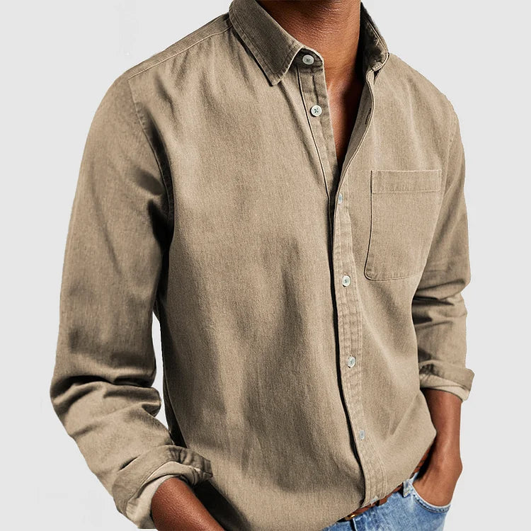 Elegantes Herren Freizeithemd Langarm, Button-Down-Kragen, komfortabel & vielseitig.