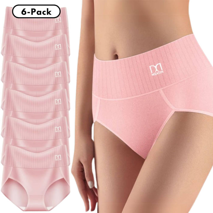 Model zeigt den High Waist Shapewear-Slip, der eine formgebende, glatte Silhouette schafft.