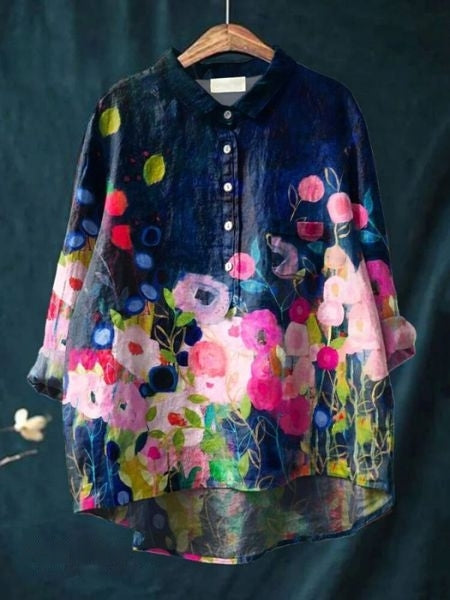 Exklusive Damen Bluse mit Blumenmuster & lockerer Passform, unterstreicht Eleganz & Komfort.