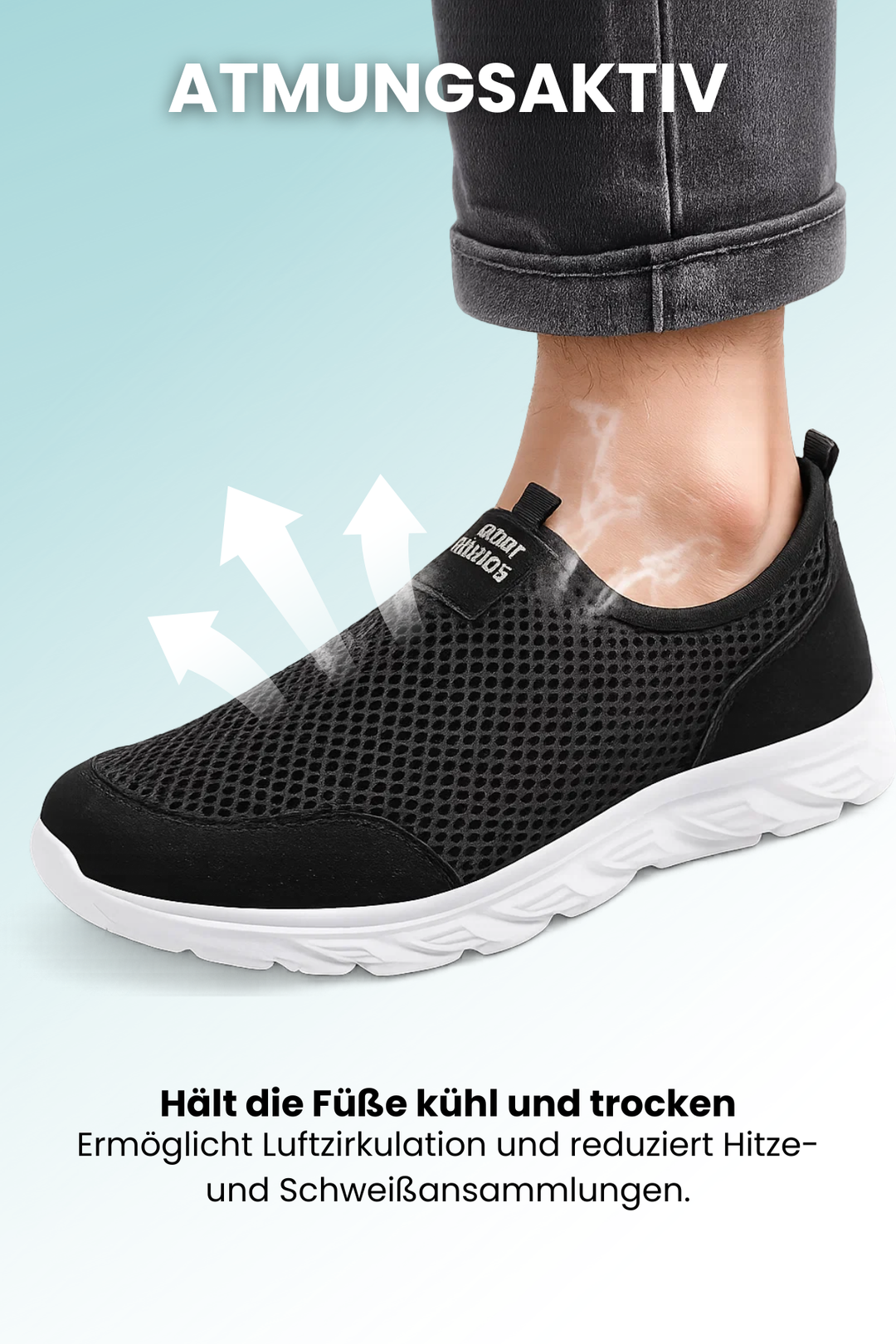 Herren Slip-On Sneakers von oben, einfach anzuziehen, atmungsaktiver Stoff, leichter Freizeitschuh.