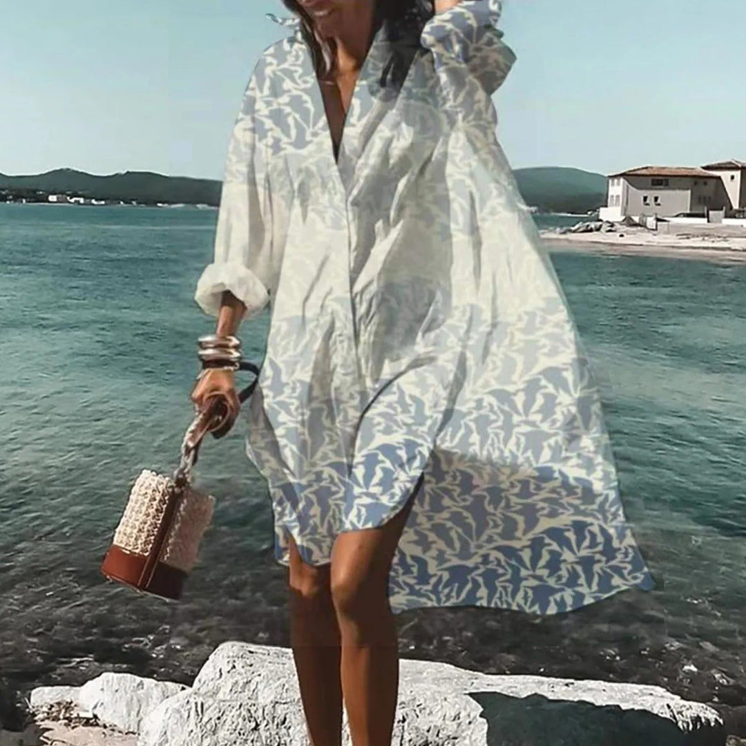 Lässig-elegantes Damen Hemdkleid für den Sommer. Bequemes A-Linien Sommerkleid, ideal für Freizeit & Urlaub.