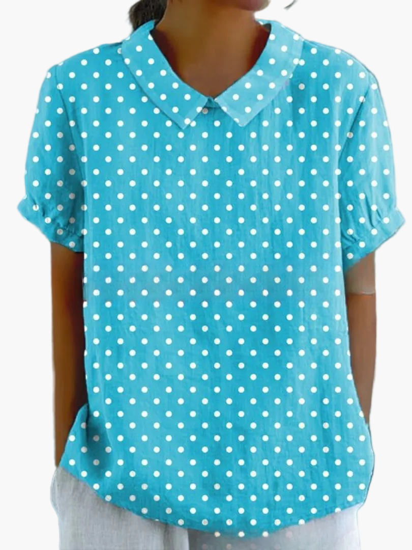 Damen Freizeitbluse im Retro-Chic: Blumenmuster, Kragen & Kurzarm-Design für entspannten Sommer.