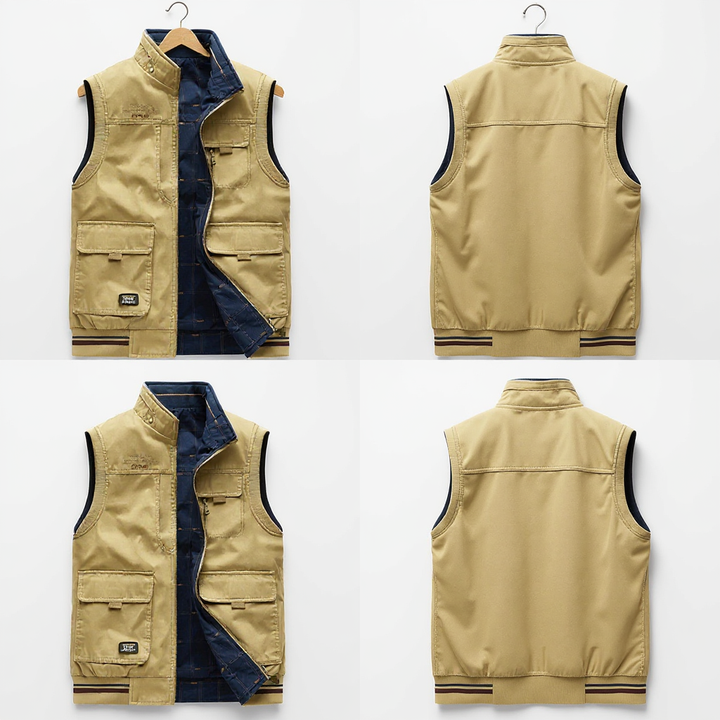 Die Herren Wende-Weste Atlas bietet zwei Styles in einer: elegant oder sportlich. Ideal für variable Outfits.