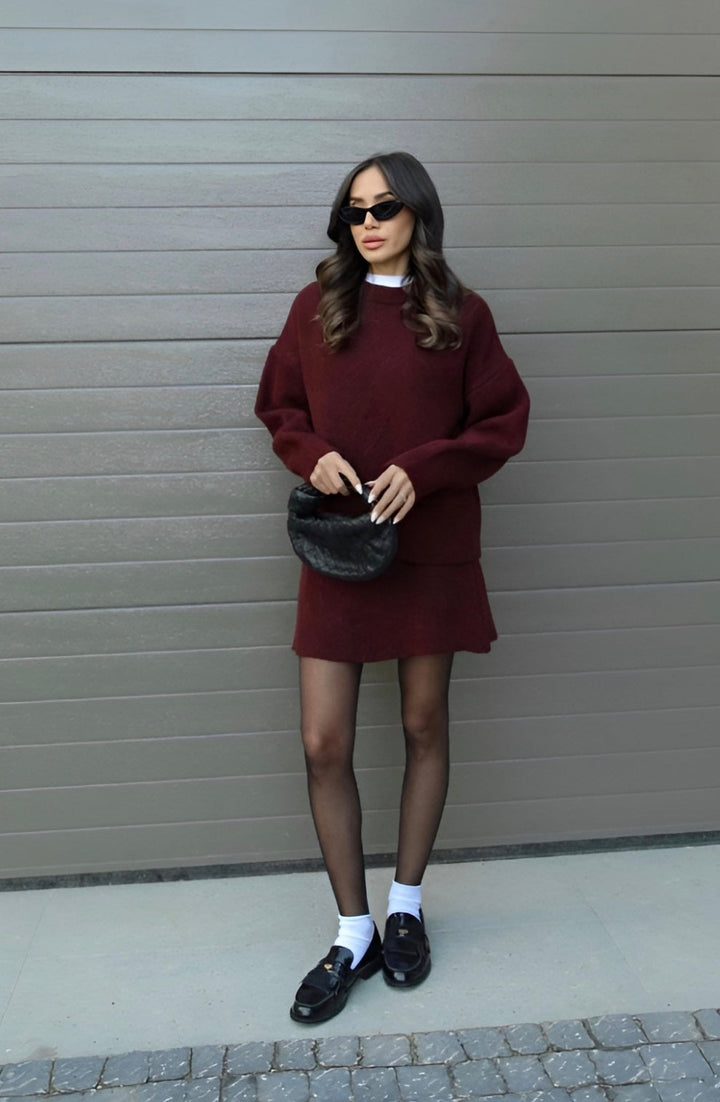 Graues Damen Herbst-Ensemble, zweiteilig. Lässiger & pflegeleichter Look für gemütliche Tage.