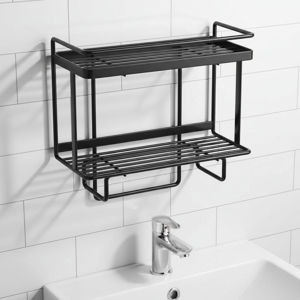 Elegantes, freihängendes Metall-Badregal LooShelf, platzsparend & modern.