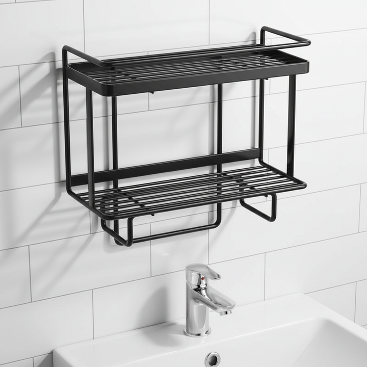 Elegantes, freihängendes Metall-Badregal LooShelf, platzsparend & modern.