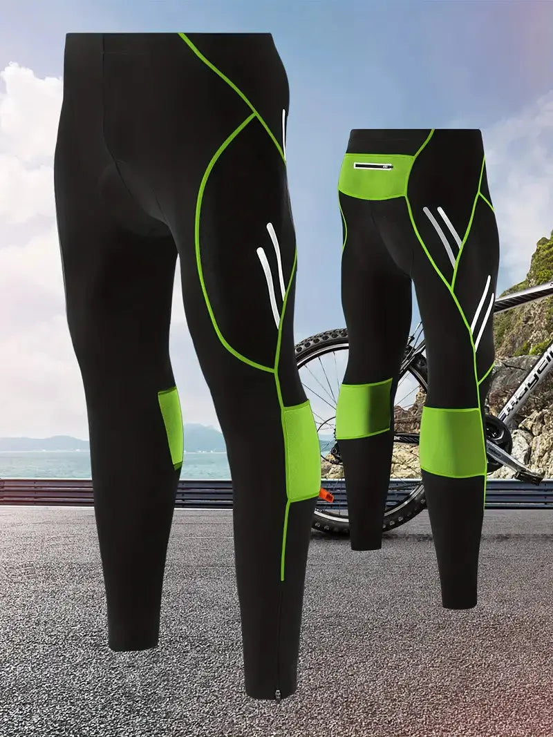 Winddichte Herren Fahrradhose lang, reflektierend, mit komfortablem Gel-Polster für Radsport.