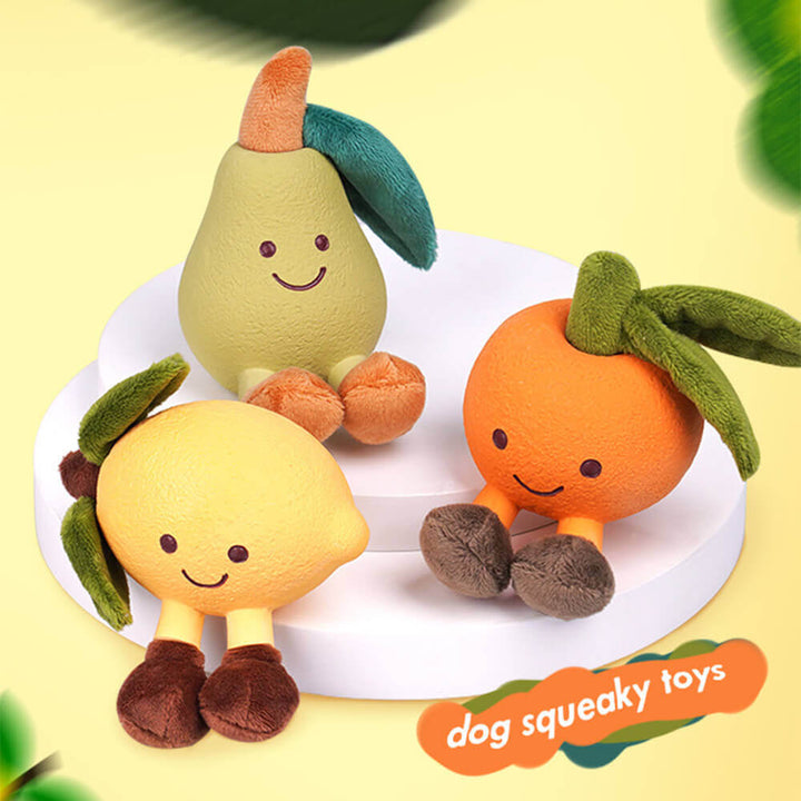 Robustes Latex-Hundespielzeug mit Quietscher im Frucht-Design, perfekt für alle Hunderassen & Welpen.