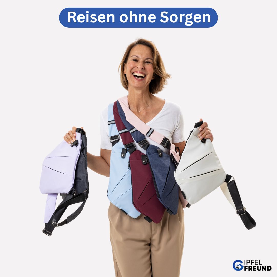 Unisex Anti-Diebstahl Umhängetasche mit RFID-Schutz, ideal für sichere Reisen und Alltag.