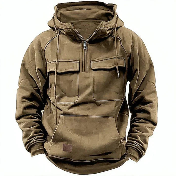 Detailansicht: Robuste Herren Herbstjacke mit Stehkragen und praktischen Taschen. Warme Winterjacke.