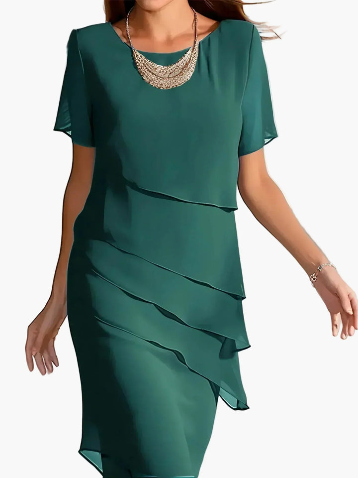 Modernes asymmetrisches Damenkleid, schickes Sommer-Cocktailkleid für elegante Frauen.