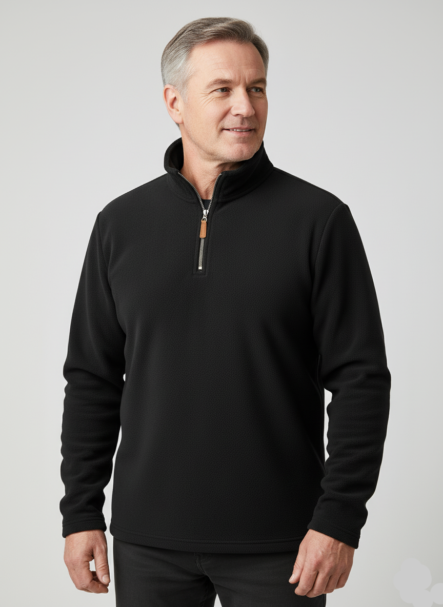 Moderner Herren Half-Zip Sweater mit Stehkragen. Perfekt für aktive Freizeit im Winter, vielseitiger Langarm-Pullover.