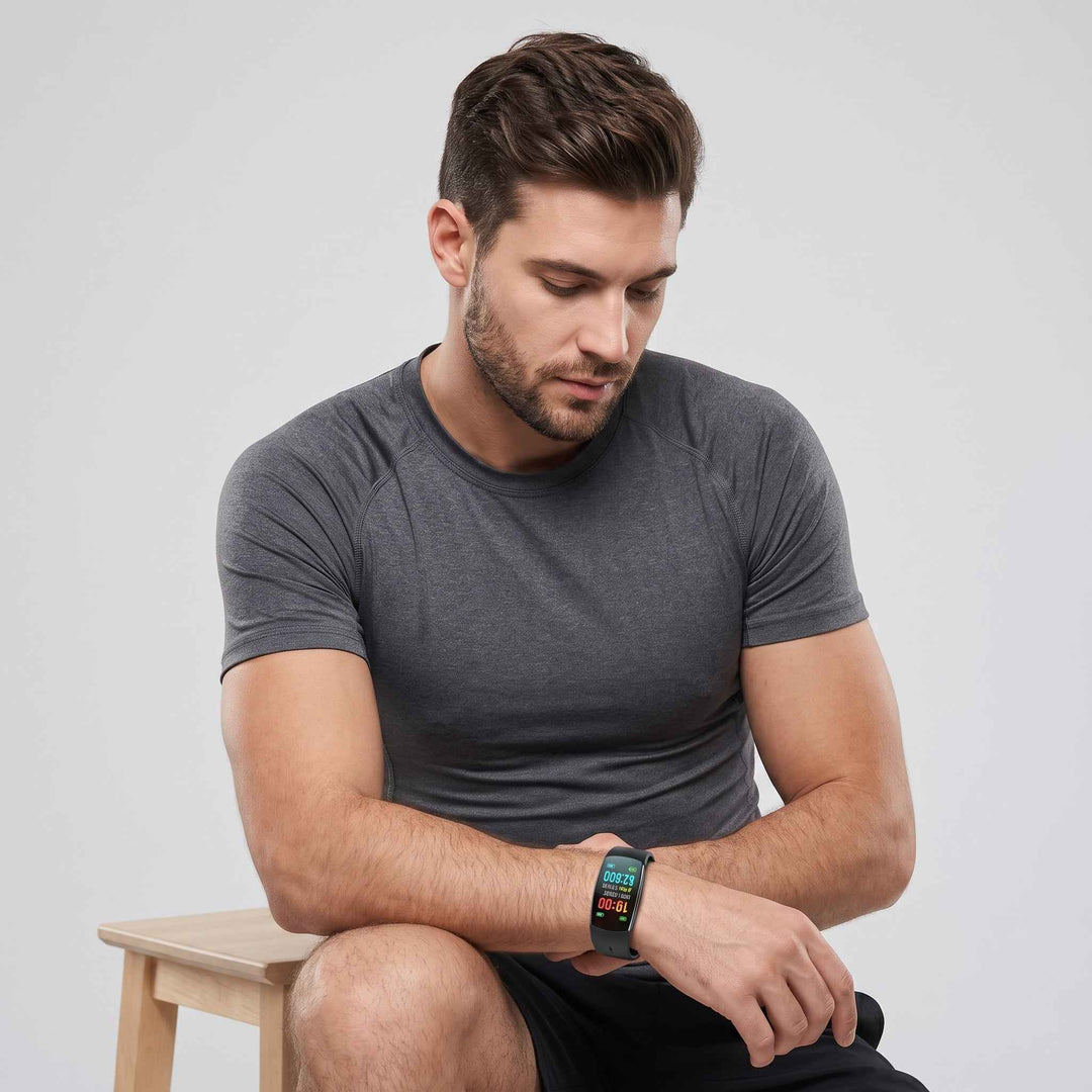 Robustes, wasserdichtes Unisex Fitnessarmband, Aktivitätstracker für Schwimmen, Laufen & Fitness mit Pulsmesser.