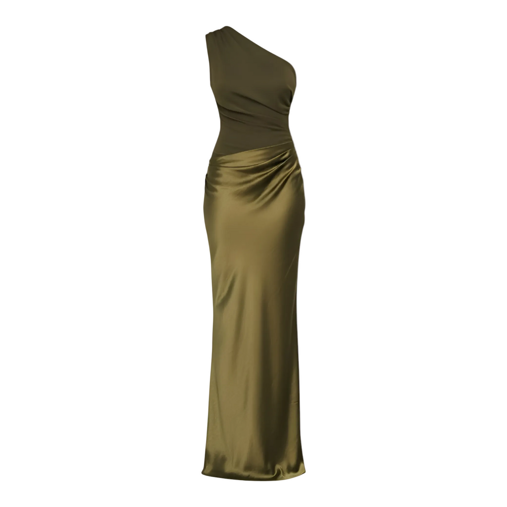 Elegantes Bodycon Maxi-Kleid für Damen. Asymmetrisches, rückenfreies Partykleid; ideal für glamouröse Abende.