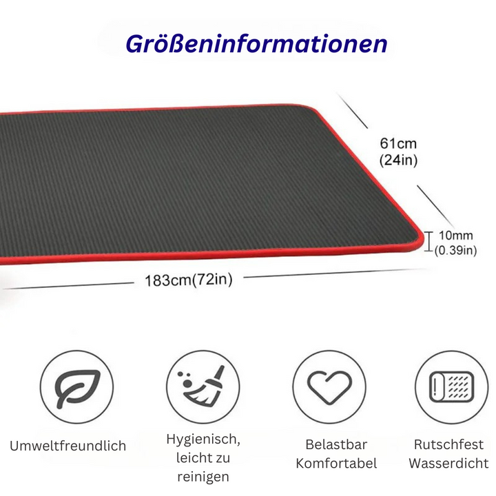 Perfekte Home-Fitnessmatte, extra dick & rutschfest für Yoga, Pilates und Training in den eigenen vier Wänden.