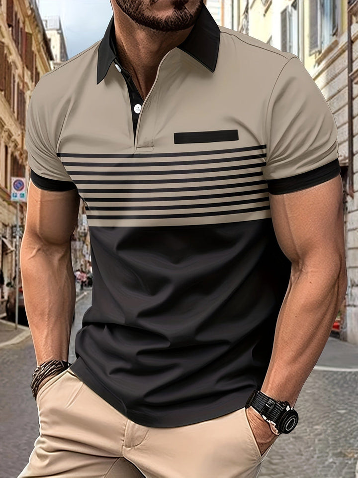 Komfortables gestreiftes Herren Poloshirt, kurzarm, atmungsaktiv, für angenehmen Sommerstil. Hochwertige Qualität.