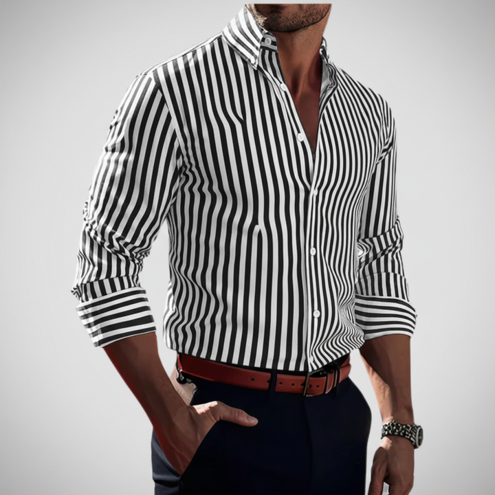 Vielseitiges Herren Gestreiftes Hemd "Howard", Langarm. Ein elegantes Oberteil für Business, Freizeit und Alltag.