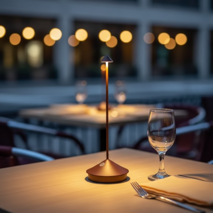 Dimmbare tragbare LED-Tischlampe, kabellos, perfekt für Innen- & Außenbereich, vielseitige Ambiente-Beleuchtung.