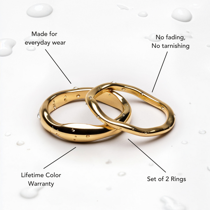 Modernes Gold-Silber Ring Set für Frauen, hypoallergen & wasserfest, perfektes Geschenk.