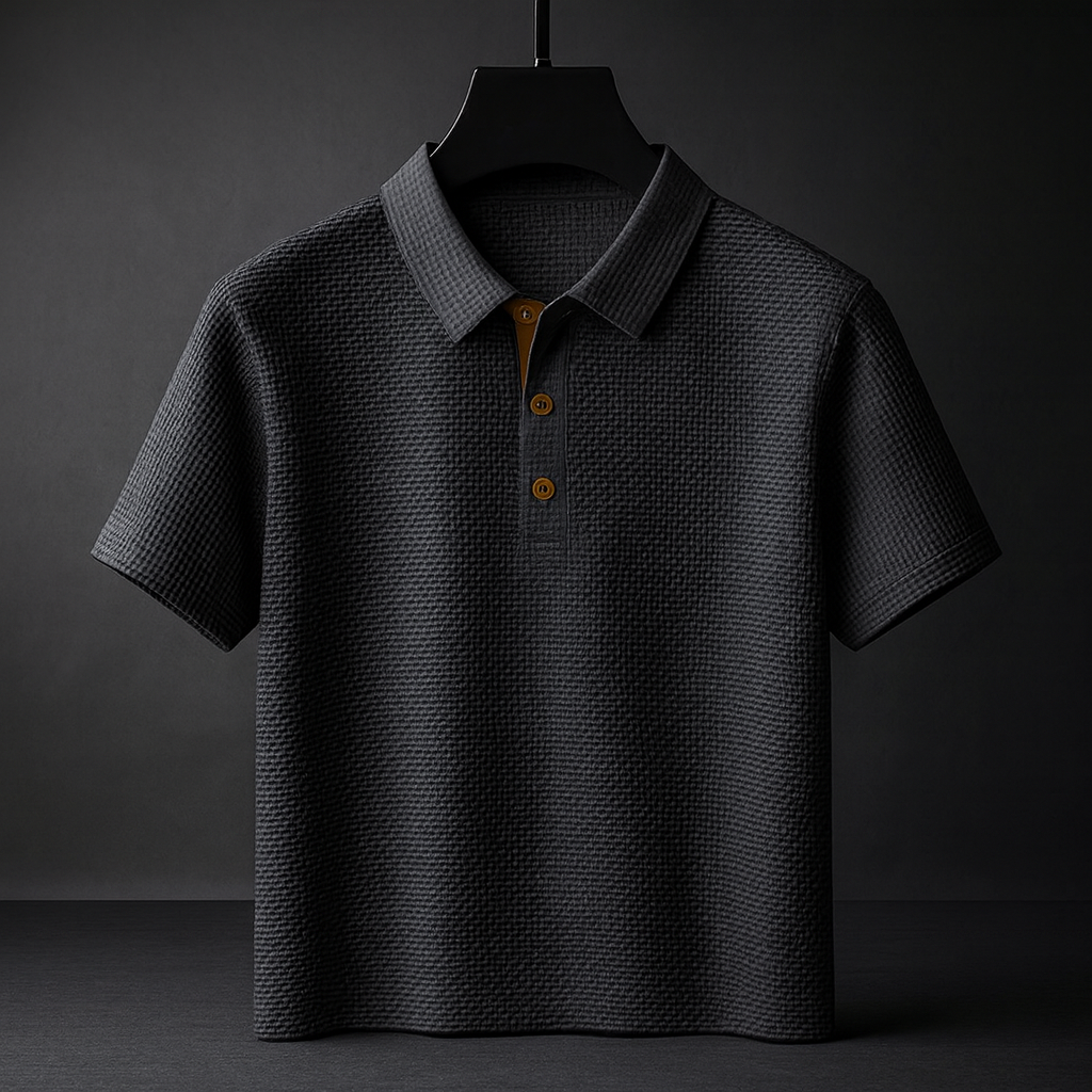 Bequemes Stretch-Fit Herren-Poloshirt, Kurzarm. Vielseitige Freizeitmode, ideal für warme Tage und Business-Casual.
