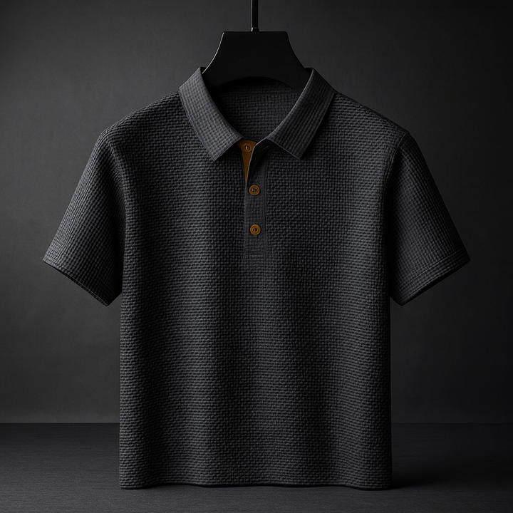 Bequemes Stretch-Fit Herren-Poloshirt, Kurzarm. Vielseitige Freizeitmode, ideal für warme Tage und Business-Casual.