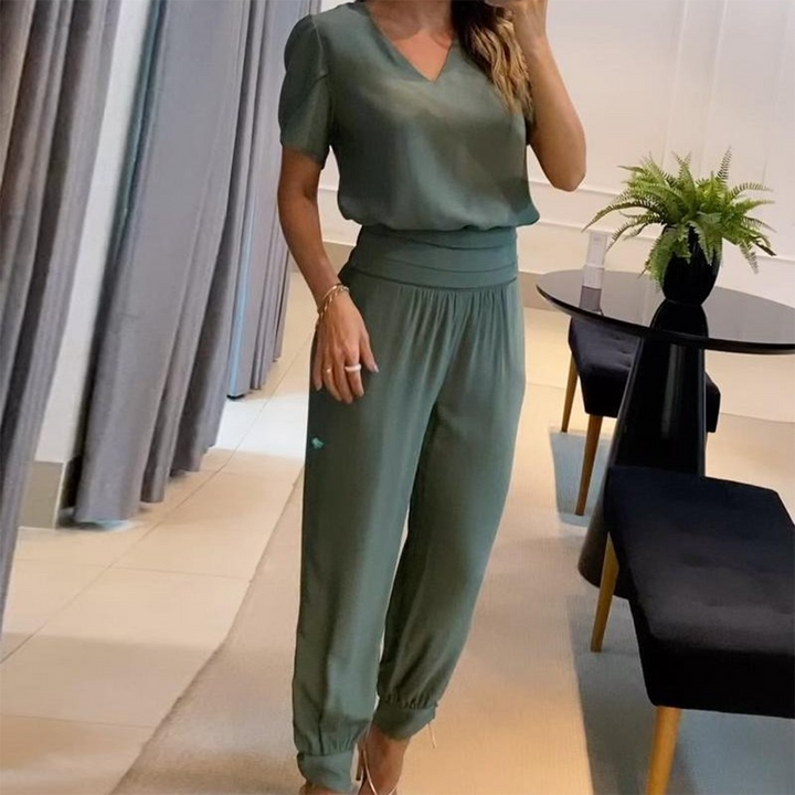 Einzigartiger Damen Overall, locker sitzend, bedruckt für Herbst. Komfortabler Jumpsuit, stilvolle Freizeitmode.
