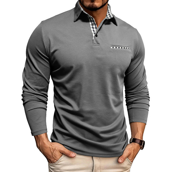 Vielseitiges Langarm-Polo für Herren. Atmungsaktives Baumwollmix-Polohemd für elegante Freizeitlooks im Frühling/Sommer.