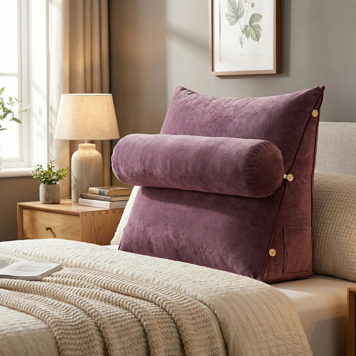 Großes Keilkissen für Rückenlehne, bequemes Lesekissen, ideal für Bett & Sofa.