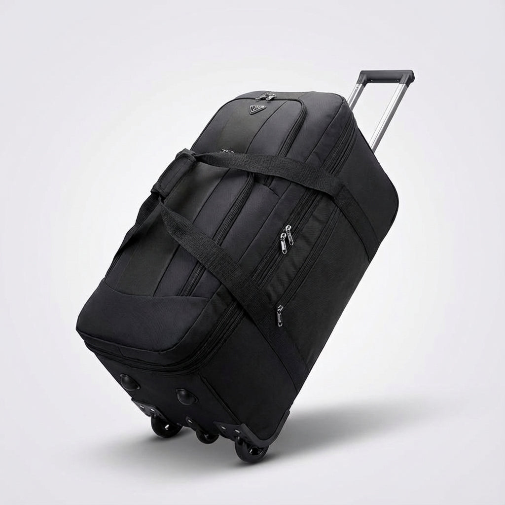 Kompakte, faltbare FoldRover Reisetasche, perfekt zur platzsparenden Aufbewahrung und schnellen Reisevorbereitung.