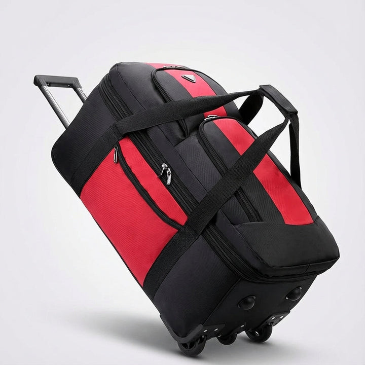 FoldRover Trolley-Reisetasche am Flughafen, ein leichtes und robustes Handgepäck für stressfreie Reiseorganisation.