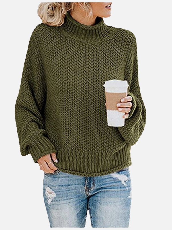 Eleganter Damen Rollkragen-Strickpullover, langarm, ideal für gemütliche Wintermode.