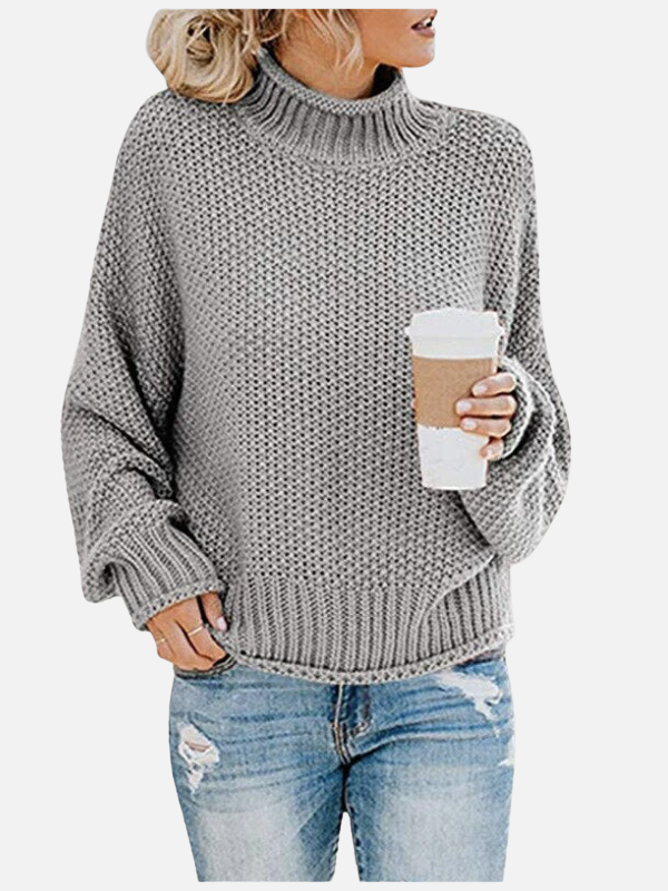 Lässiger Damen Rollkragenpullover aus Strick, auch in Übergrößen, für warme Wintertage.