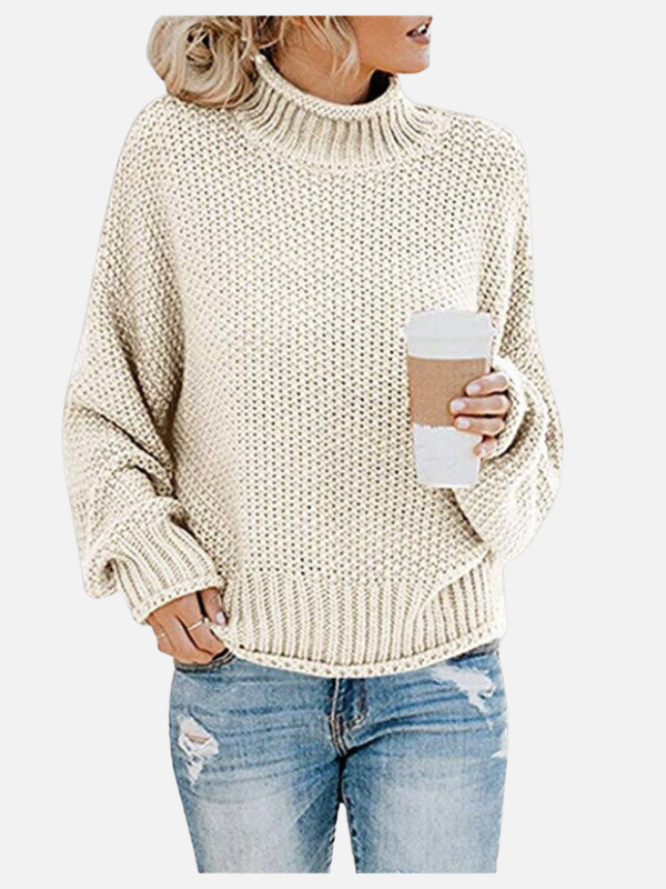 Kuscheliger Damen Strick-Rollkragenpullover, hält warm und ist bequem für die kalte Jahreszeit.