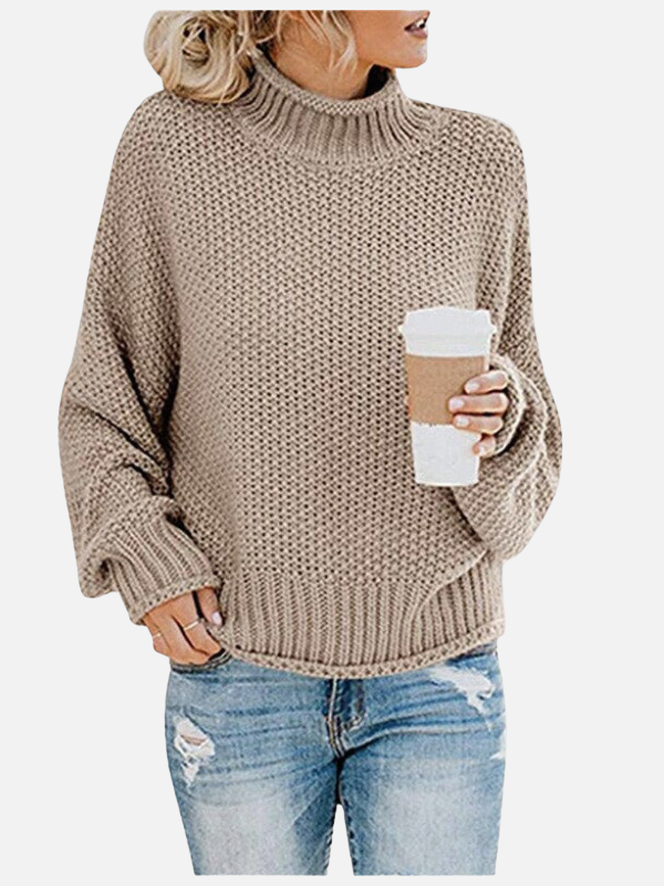 Hochwertiger Damen Rollkragen-Strickpullover, langarm, gemütlich und stilvoll für den Winter.