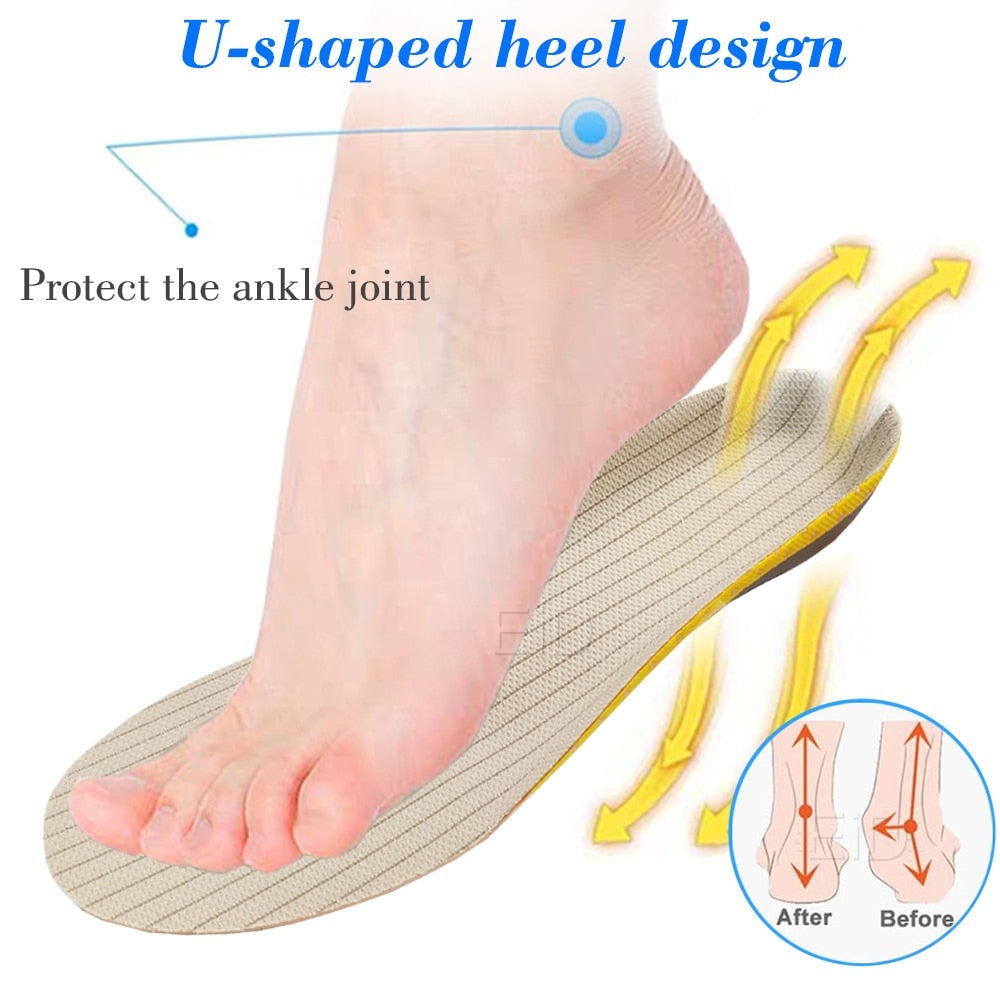 Ergonomische Unisex Einlegesohlen mit Bogenstütze, ideal bei Plattfüßen & Fersensporn für hohen Komfort.