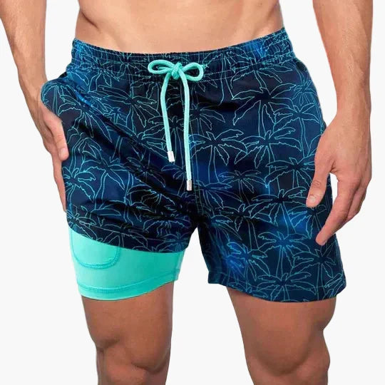 Männer Badeshorts: schnell trocknend, mit Kompressions-Innenshorts. Perfekt für Strand & Wassersport.