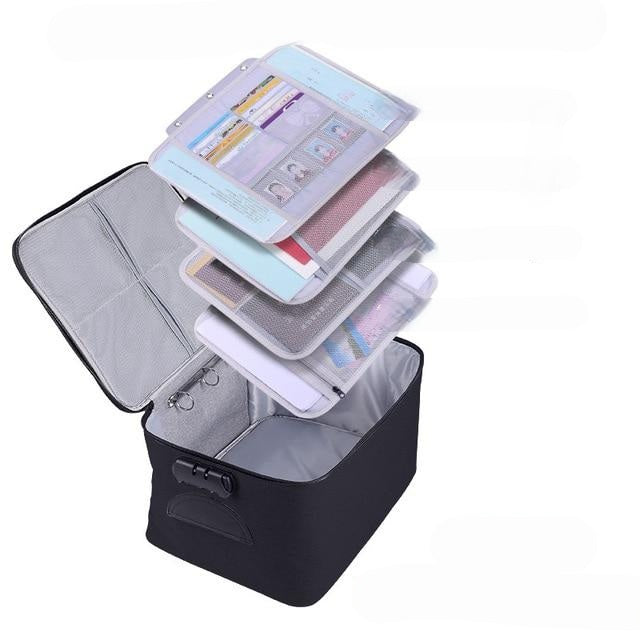 Organisationstalent: Sichere Dokumentenbox für Büro und Zuhause, hält Papiere, USBs & Karten ordentlich verstaut.
