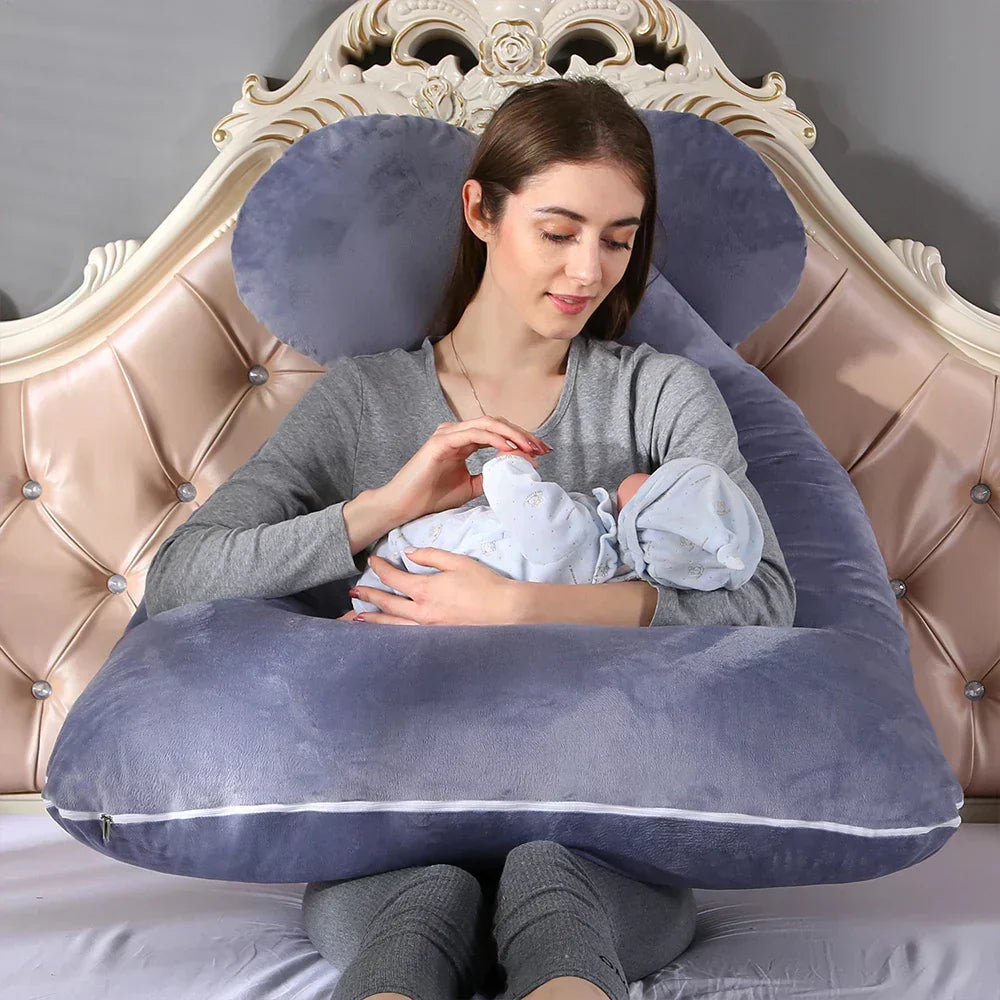 Großes U-Kissen, bietet Ganzkörperstütze für schwangere Frauen, ideal zum Schlafen und Entspannen.