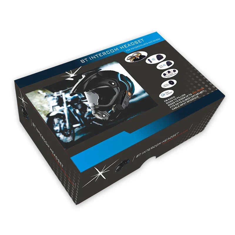 Motorrad Interphone mit FM Radio, wasserdicht und Geräuschunterdrückung für optimale Helm Kommunikation.