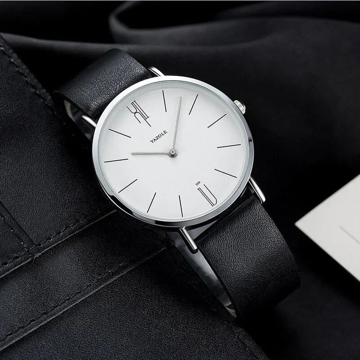 Elegante Herrenuhr für Business & Freizeit, klassisches Design mit robustem Edelstahl und Lederband.