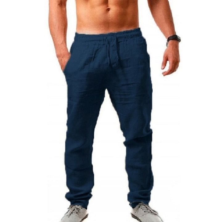 Herren Leinenhose in Hellbeige, locker geschnitten, bequeme & leichte Sommerhose für warme Tage.