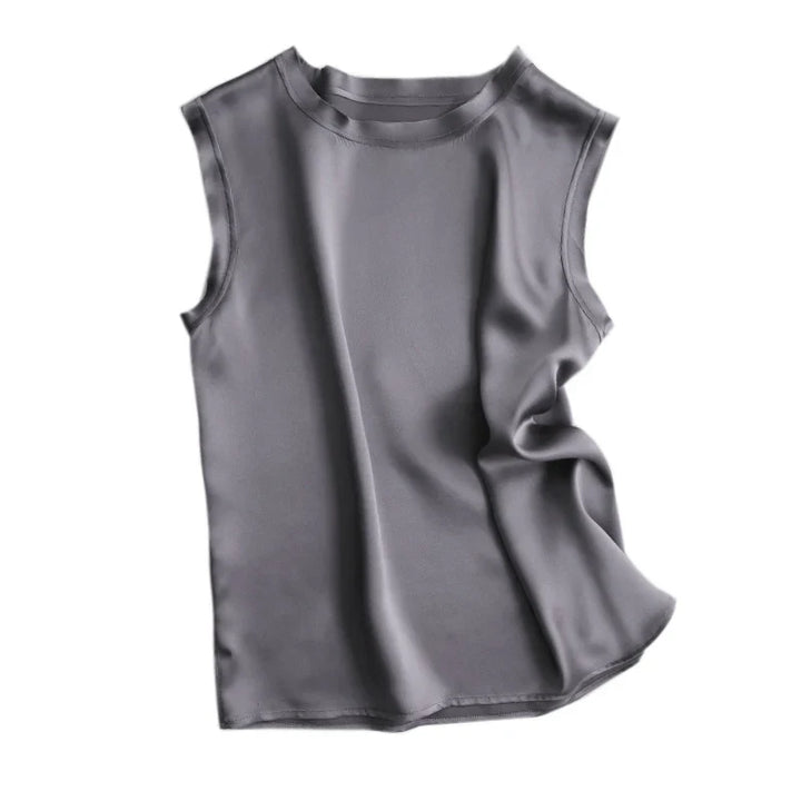 Unifarbenes Damen Tanktop ärmellos, feine Satin-Optik, vielseitig kombinierbar für Sommerlooks.